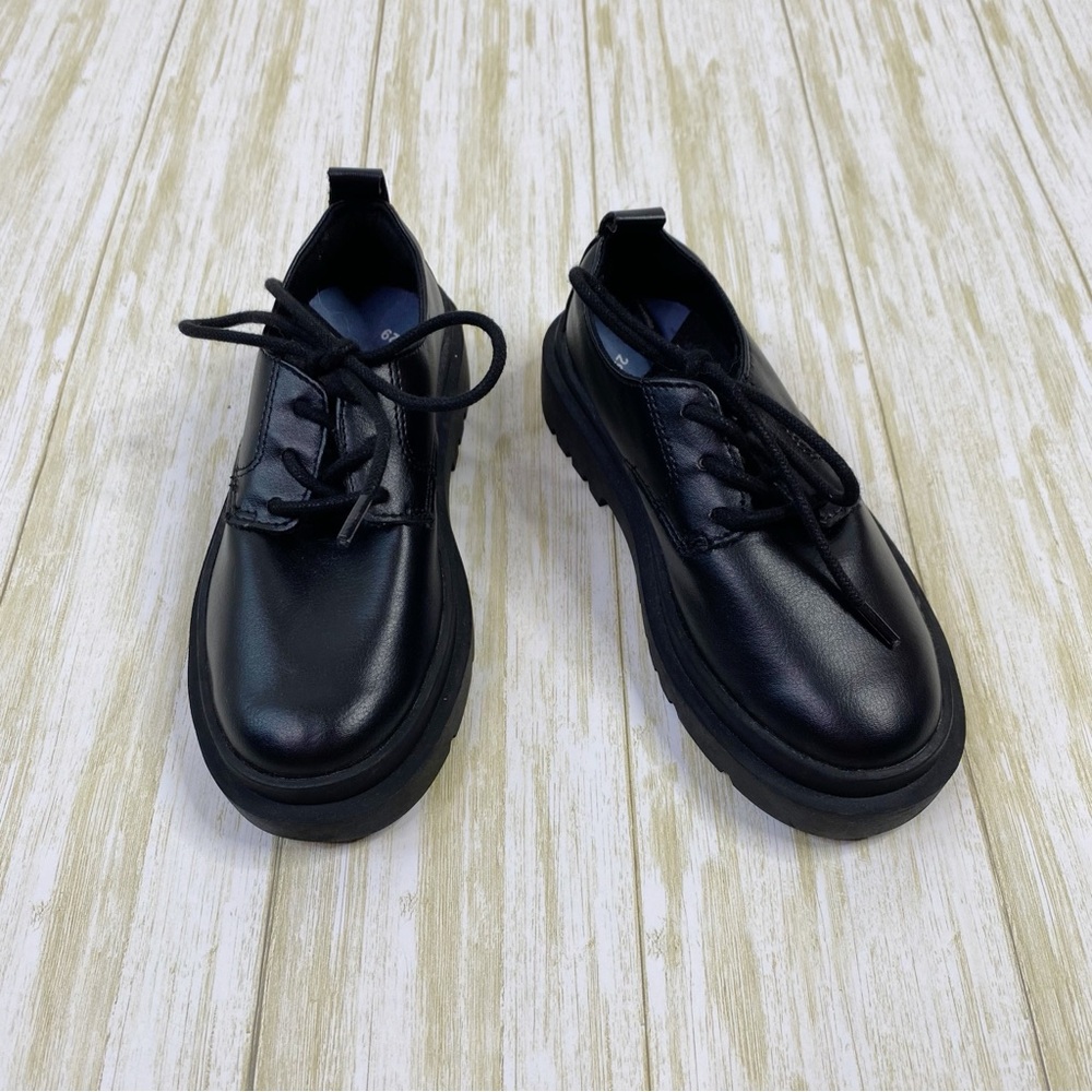 Zara Black Leather Tie Loafer Shoes